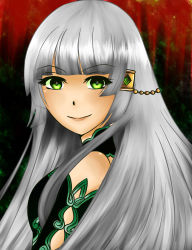 Rule 34 | gold, green eyes, hair ornament, highres, jewelry, looking at viewer, mirage noir, noire (mirage noir), portrait, smile, tagme, white hair