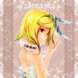 Rule 34 | 1girl, bad id, bad pixiv id, bare shoulders, blonde hair, choker, female focus, green eyes, kagamine rin, lips, looking at viewer, short hair, solo, tcb, tears, unbuttoned, upper body, vocaloid
