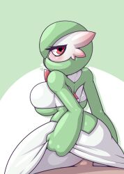 Rule 34 | 1boy, 1girl, ass, back, backboob, blush, breasts, bursting breasts, cleavage, clothed female nude male, colored skin, creatures (company), dress, erection, eyelashes, furry, game freak, gardevoir, gen 3 pokemon, girl on top, green background, green hair, green skin, heart, hetero, highres, huge breasts, interspecies, large breasts, limebreaker, looking at viewer, looking back, narrow waist, nintendo, nude, penis, pokemon, pov, red eyes, reverse cowgirl position, sex, sex from behind, short hair, sideboob, sitting, straddling, uncensored, white background