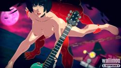 Rule 34 | 1boy, 1girl, alternate form, animated, bob cut, bouncing breasts, breasts, colored skin, doggystyle, dragon install, electric guitar, glowing, glowing eyes, guilty gear, guilty gear strive, guitar, hetero, hipminky, i-no, instrument, leg up, looking at viewer, monster, moon, night, night sky, nipples, red eyes, red skin, sex, sex from behind, sharp teeth, sky, sol badguy, solo, standing, standing on one leg, teeth, upper body, video, wallimog, video, wings