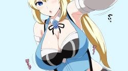 Rule 34 | 1girl, :o, armpits, bare shoulders, black ribbon, blonde hair, blue eyes, blue flower, blue rose, blush, breasts, cleavage, collar, commentary request, detached collar, dutch angle, elbow gloves, flower, gloves, highres, large breasts, long hair, looking at viewer, midriff, mirai akari, mirai akari project, open mouth, outstretched arm, reaching, reaching towards viewer, ribbon, rose, selfie, side ponytail, solo, taking picture, tawashi1623, virtual youtuber, white gloves
