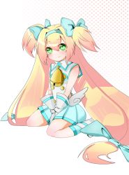 Rule 34 | 1girl, arc system works, blazblue, blazblue: continuum shift, blonde hair, gloves, green eyes, hairband, long hair, low-tied long hair, platinum the trinity, quad tails, renga ex, ribbon, smile