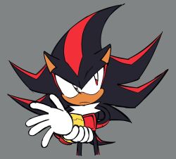 Rule 34 | 1boy, cropped legs, furry, furry male, gloves, grey background, looking to the side, male focus, maxoke, red eyes, shadow the hedgehog, solo, sonic (series), white gloves