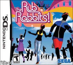 Rule 34 | 2girls, 6+boys, :d, arm up, bikini, bikini top only, blue sky, box art, copyright name, cover, cover page, denim, dress, feel the magic, goggles, goggles on head, handheld game console, kimi no tame nara shineru, lowres, mountain, multiple boys, multiple girls, nintendo ds, open mouth, pants, purple dress, running, silhouette, sky, smile, snow, swimsuit