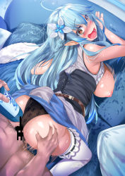 Rule 34 | 1boy, 1girl, ahegao, all fours, alcohol enema, ass grab, bad id, bad twitter id, beret, black panties, blush, bottle, doggystyle, fumihiko (fu mihi ko), half updo, hat, heart, heart-shaped pupils, highres, hololive, long hair, looking at viewer, nipples, object insertion, open mouth, panties, penis, pointy ears, saliva, sex, sex from behind, solo focus, symbol-shaped pupils, underwear, virtual youtuber, wine bottle, yukihana lamy