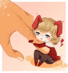 Rule 34 | 10s, 1boy, absurdres, animal ears, bad id, bad pixiv id, barnaby brooks jr., blonde hair, blue eyes, boots, chibi, glasses, highres, jacket, kabarui, kemonomimi mode, male focus, male hand, mini person, miniboy, rabbit ears, rabbit tail, red jacket, solo, tail, tiger &amp; bunny