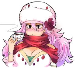 Rule 34 | 1girl, breasts, cleavage, cosmos (fairy tail), fairy tail, hat, highres, large breasts, long hair, pink hair, solo