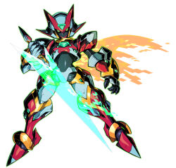 Rule 34 | 1boy, absurdres, armor, armored boots, boots, cape, chest jewel, commentary, commission, energy sword, english commentary, forehead jewel, full body, helmet, highres, holding, holding sword, holding weapon, humanoid robot, mega man (series), mega man zero (series), pillar buster, red armor, red footwear, red helmet, robot, shoulder armor, solo, sword, weapon, yellow cape, z saber, zero(z) (mega man), zero (mega man)