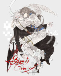 2boys absurdres boots demon demon_wings highres hug knee_boots multiple_boys pointed pointy_ears priest vampire wings yellowshark601