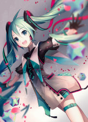 Rule 34 | 1girl, ahoge, aqua eyes, aqua hair, breasts, eyelashes, hair ornament, hairclip, hatsune miku, highres, ixima, long hair, looking at viewer, magical mirai (vocaloid), magical mirai miku, magical mirai miku (2015), open mouth, petals, smile, solo, standing, twintails, very long hair, vocaloid