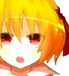 Rule 34 | 1girl, bad id, bad nicoseiga id, blonde hair, female focus, ogami ren, onoue ren, open mouth, portrait, red eyes, rumia, short hair, solo, touhou