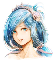 Rule 34 | 1girl, blue eyes, blue hair, collarbone, dana (ys), hairband, long hair, looking at viewer, low twintails, open mouth, portrait, solo, sushi (sashimise), swept bangs, twintails, ys, ys viii lacrimosa of dana