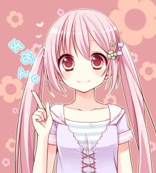 Rule 34 | 1girl, flower, hair ornament, hairclip, kuu (0427), long hair, original, pink eyes, pink hair, pink theme, ribbon, solo, twintails