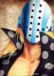 Rule 34 | 1boy, black shirt, blonde hair, collarbone, commentary request, dated, hockey mask, k-suwabe, killer (one piece), long hair, male focus, mask, one piece, open clothes, shirt, solo