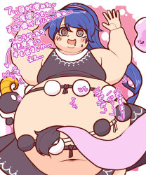 Rule 34 | 1girl, @ @, alternate costume, alternate hair length, alternate hairstyle, big belly, burp, digestion, doremy sweet, fat, inflation, midriff, obese, sheep, slnchyt, stomach growling, tapir girl, touhou, weight gain