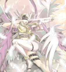 Rule 34 | angel, angewomon, belt, digimon, mask, multiple wings, wings