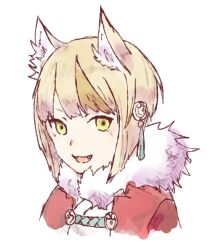 1girl animal_ears blonde_hair dogansa fire_emblem fire_emblem_fates fox_ears fox_girl fur_trim hair_ornament japanese_clothes multicolored_hair nintendo open_mouth portrait selkie_(fire_emblem) smile solo streaked_hair two-tone_hair yellow_eyes