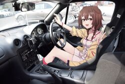 Rule 34 | 1girl, animal ears, bone hair ornament, bracelet, braid, breasts, brown eyes, car, car interior, choker, cleavage, dog ears, dress, eunos roadster, hair ornament, highres, hololive, igo miku, inugami korone, inugami korone (1st costume), jewelry, looking at viewer, mazda mx-5, mazda mx-5 nb, medium breasts, motor vehicle, nissan, nissan gt-r, nissan skyline, nissan skyline gt-r, nissan skyline r32, nissan skyline r33, nissan skyline r34, off shoulder, open mouth, photo background, pink choker, shoes, smile, sneakers, solo, sweater, twin braids, v, virtual youtuber, white dress, white footwear, yellow sweater