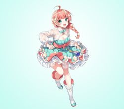 Rule 34 | 1girl, ahoge, blue background, blue eyes, blush, boots, bow, braid, breasts, choy, cleavage, commentary request, dress, flower, full body, gradient background, hair flower, hair ornament, highres, indie virtual youtuber, knee boots, korean commentary, layered dress, leg up, long hair, long sleeves, medium breasts, nardack, official art, open mouth, pink hair, see-through, shiny clothes, shiny skin, short dress, simple background, single braid, skirt hold, smile, solo, virtual youtuber, white hair