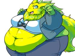 Rule 34 | artist request, breasts, dog, fat, furry, green hair, highres, large breasts, long hair, obese, tagme