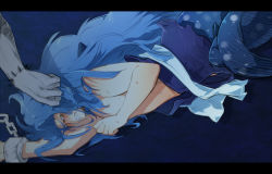 Rule 34 | blue hair, fishman island, fukaboshi, handcuffed, male focus, merman, monster boy, one piece, prince, solo focus