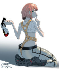 Rule 34 | 1girl, female focus, green eyes, gun, leeloo (the fifth element), pink hair, solo, the fifth element, weapon