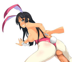 Rule 34 | 1girl, a1 (initial-g), akiyama mio, animal ears, arm grab, arm held back, arm support, ass, black hair, blue eyes, breasts, censored, clenched teeth, fake animal ears, highres, holding another&#039;s wrist, imminent penetration, imminent rape, imminent vaginal, k-on!, leotard, medium breasts, nipples, non-web source, pantyhose, penis, playboy bunny, rabbit ears, rabbit tail, rape, solo, tail, teeth, thong leotard, wrist cuffs, you gonna get raped