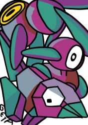 Rule 34 | 01coil, black eyes, colored sclera, creatures (company), evolutionary line, floating, game freak, gen 1 pokemon, gen 2 pokemon, gen 4 pokemon, highres, looking at viewer, looking to the side, multiple views, nintendo, no humans, pokemon, pokemon (creature), porygon, porygon-z, porygon2, signature, simple background, yellow sclera