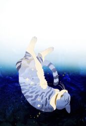 Rule 34 | animal, animal collar, animal focus, cat, closed eyes, closed mouth, collar, commentary request, falling, full body, gradient background, itou shizu, light particles, no humans, original, signature, solo, sparkle, tabby cat, upside-down