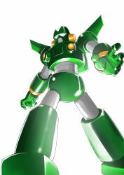 Rule 34 | absurdres, crayon shin-chan, highres, juuta-rou, kantam robo, looking to the side, mecha, mechanical wings, no humans, open hand, robot, science fiction, simple background, solo, super robot, white background, white eyes, wings