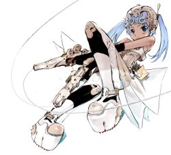 Rule 34 | blue eyes, blue hair, cloth road, dual wielding, gun, hands on own hips, holding, okama, solo, twintails, weapon