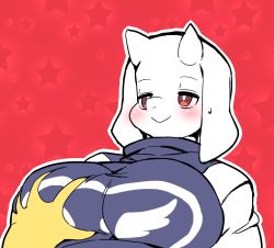Rule 34 | 1girl, artist request, breasts, disembodied limb, female focus, furry, furry female, goat, highres, no humans, red eyes, smile, solo, toriel, undertale, wakasumire