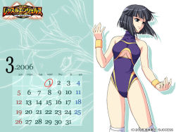 Rule 34 | 00s, 1girl, 2006, black hair, breasts, calendar, cleavage cutout, clothing cutout, female focus, grey eyes, large breasts, leotard, march, minami toshimi, short hair, solo, wallpaper, wrestle angels, wrestle angels survivor