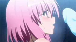 Rule 34 | 10s, 1girl, animated, animated gif, blush, food, ice cream, lowres, momo velia deviluke, pink hair, sexually suggestive, short hair, to love-ru, to love-ru darkness, tongue