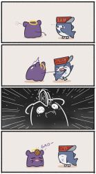 Rule 34 | &gt; &lt;, ..., 2others, 4koma, :|, absurdres, bloop (gawr gura), chainsaw man, chibi, closed mouth, comic, commentary, cookie, crossover, english commentary, fang, fins, fish tail, food, halo, hat, highres, hololive, hololive english, mpien, multiple others, octopus, open mouth, shark, shark tail, sharp teeth, silent comic, tail, tail pull, takodachi (ninomae ina&#039;nis), teeth, virtual youtuber