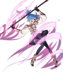 Rule 34 | 1girl, armor, blue hair, boots, fire emblem, fire emblem fates, fire emblem heroes, full body, gloves, hair over one eye, high heels, highres, multicolored hair, nintendo, official art, open mouth, peri (fire emblem), pink hair, polearm, red eyes, solo, spear, takagi masafumi, teeth, transparent background, two-tone hair, weapon