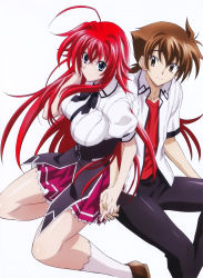 Rule 34 | 10s, 1boy, 1girl, absurdres, holding hands, hetero, high school dxd, highres, huge filesize, hyoudou issei, red hair, rias gremory