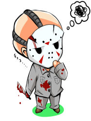 Rule 34 | bad id, bad pixiv id, blood, chibi, friday the 13th, hockey mask, jason voorhees, knife, male focus, mask, solo, weapon