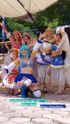 Rule 34 | 6+girls, animated, aqua (konosuba), aqua (konosuba) (cosplay), ass, bikini, blue bikini, blue hair, boots, breasts, cleavage, cosplay, dancing, day, happy, high heel boots, high heels, highres, kono subarashii sekai ni shukufuku wo!, large breasts, long hair, mexican (nationality), multiple girls, music, outdoors, oz cosplay, photo (medium), singing, skirt, smile, sound, swimsuit, tagme, teeth, thighhighs, underboob, video, white thighhighs