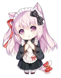 Rule 34 | 1girl, :d, animal ears, apron, azur lane, bell, black bow, black kimono, black skirt, blush, bow, cat ears, cat girl, cat tail, chibi, commentary request, frilled apron, frills, full body, hair between eyes, hair bow, hair ribbon, head tilt, japanese clothes, jingle bell, kimono, kisaragi (azur lane), long hair, long sleeves, looking at viewer, maid, maid apron, maid headdress, open mouth, own hands together, pink eyes, pink hair, pleated skirt, red bow, red ribbon, ribbon, sandals, skirt, smile, solo, striped bow, striped clothes, striped kimono, tabi, tail, tail bell, tail bow, tail ornament, tengxiang lingnai, very long hair, wa maid, white apron, white legwear, wide sleeves, zouri