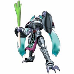 Rule 34 | armor, craniummon, digimon, full armor, hatsune miku, looking at viewer, third-party edit, twintails, vocaloid