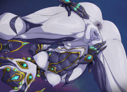 Rule 34 | 1girl, anus, ass, blue eyes, breasts, clitoris, colored skin, from below, mirage (warframe), mirage prime (warframe), multicolored skin, nipples, pochincoff, pussy, spread anus, spread legs, spread pussy, uncensored, urethra, warframe