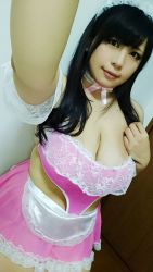 Rule 34 | 1girl, asian, black hair, breasts, chouzuki maryou, highres, large breasts, photo (medium), plump, solo