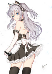 Rule 34 | 10s, 1girl, alternate costume, animal ears, bad id, bad pixiv id, blue eyes, bn-227@pft, camcorder, charlotte (anime), elbow gloves, enmaided, gloves, long hair, looking back, maid, maid headdress, silver hair, solo, thighhighs, tomori nao, two side up, video camera