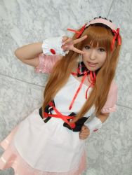 Rule 34 | apron, asahina mikuru, cosplay, hair ribbon, moeka (cosplayer), photo (medium), ribbon, suzumiya haruhi no yuuutsu, twintails