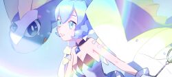Rule 34 | 1girl, absurdres, aqua eyes, aqua hair, aurorus, blue gemstone, bracelet, breasts, cleavage, commentary, creatures (company), crossover, dress, eyelashes, from side, game freak, gem, gen 6 pokemon, gloves, grin, hatsune miku, highres, holding, holding wand, jewelry, long hair, mishio (misio 40), nintendo, pokemon, pokemon (creature), project voltage, rock miku (project voltage), small breasts, smile, strapless, strapless dress, teeth, twintails, vocaloid, wand