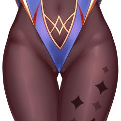 Rule 34 | 1girl, bodystocking, brown legwear, close-up, covered navel, cowboy shot, deaver, genshin impact, gluteal fold, groin, highres, leotard, mona (genshin impact), simple background, solo, thigh gap, white background