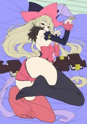 Rule 34 | artist request, ass, blonde hair, breasts, feet, foot focus, green eyes, highres, long hair, magilou (tales), open mouth, panties, red panties, revealing clothes, seductive smile, small breasts, smile, source request, tales of (series), tales of berseria, thighhighs, underwear, very long hair
