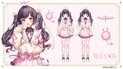 Rule 34 | 1girl, absurdres, armband, black bow, black hair, black ribbon, blouse, bow, character name, character sheet, copyright notice, crown (symbol), floating, floating object, footwear bow, frilled sailor collar, frilled skirt, frills, hair ornament, hair ribbon, heart, highres, himemiya rie, jacket, komeshiro kasu, multicolored hair, neck ribbon, official art, open mouth, phase connect, pink armband, pink bow, pink eyes, pink hair, pink skirt, plaid, plaid skirt, pleated skirt, ribbon, sailor collar, second-party source, shirt, skirt, sleeves past wrists, streaked hair, thigh strap, tiara, twintails, virtual youtuber, white footwear, white ribbon, white sailor collar, white shirt, yellow jacket
