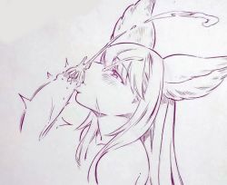 Rule 34 | 1boy, 1girl, animal ears, anthuria, blush, collarbone, commentary request, completely nude, cum, cum on hair, ejaculation, erune, fellatio, granblue fantasy, highres, monochrome, nude, oral, penis, projectile cum, solo focus, traditional media, tsukareta san, upper body